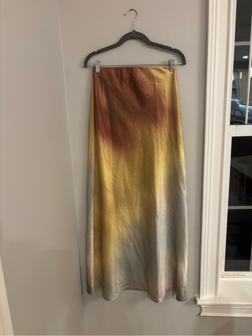 12th Tribe Satin Ombre Maxi Skirt in Gold, Brown and Gray - Picture 2 of 7